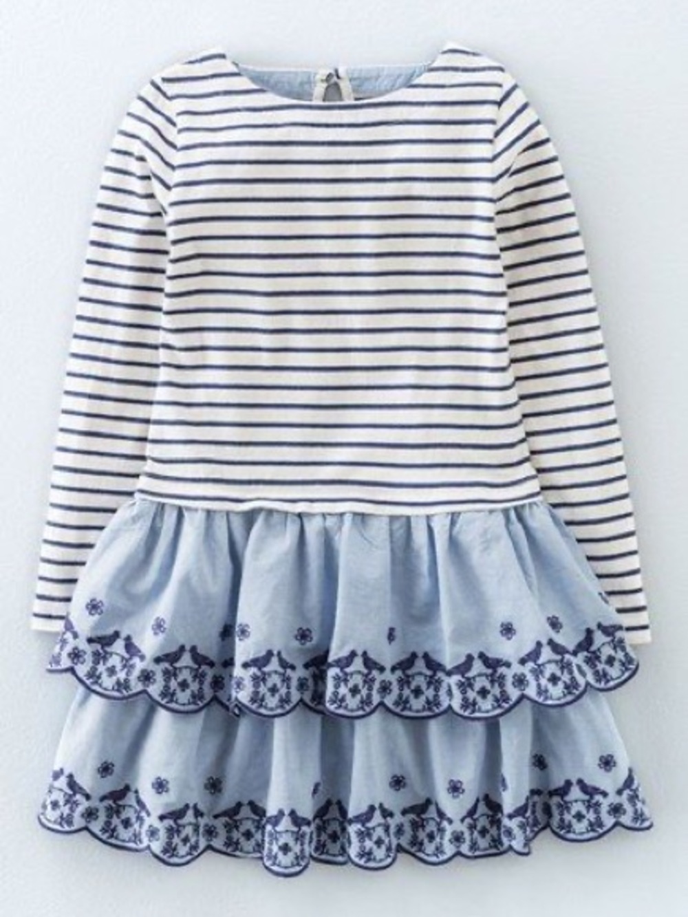 Mini Boden Long-Sleeve Knit to Woven Dress Size: 7-8Y